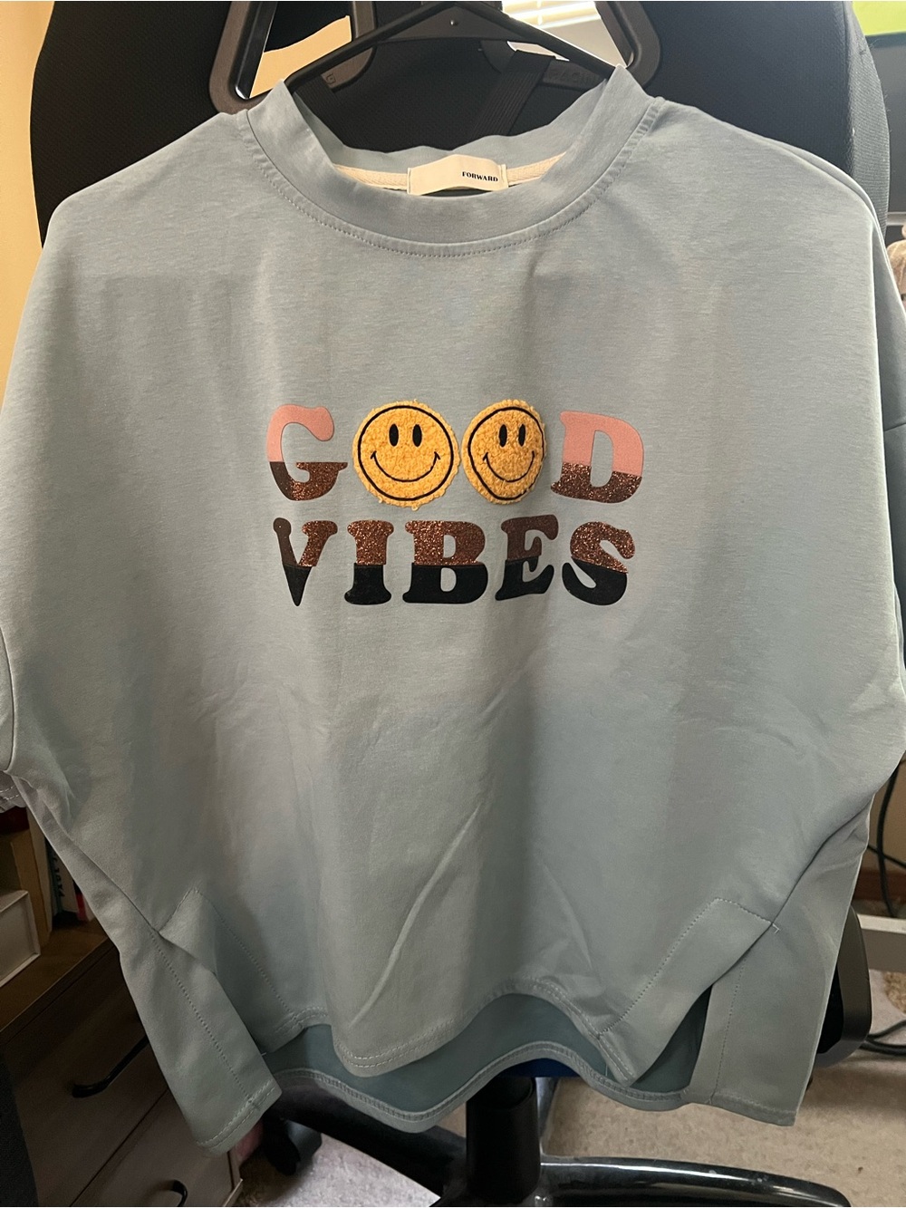 Good Vibes Graphic Sweatshirt Blue Oversized Relaxed